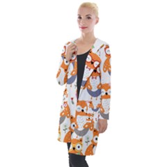 Cute Colorful Owl Cartoon Seamless Pattern Hooded Pocket Cardigan by Vaneshart
