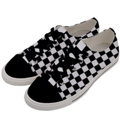 Black And White Chessboard Pattern, Classic, Tiled, Chess Like Theme Men s Low Top Canvas Sneakers by Casemiro