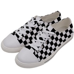 Black And White Chessboard Pattern, Classic, Tiled, Chess Like Theme Women s Low Top Canvas Sneakers by Casemiro