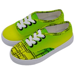 Geometrical Lines Pattern, Asymmetric Blocks Theme, Line Art Kids  Classic Low Top Sneakers by Casemiro