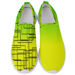 Geometrical Lines Pattern, Asymmetric Blocks Theme, Line Art Men s Slip On Sneakers by Casemiro