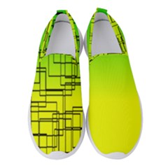 Geometrical Lines Pattern, Asymmetric Blocks Theme, Line Art Women s Slip On Sneakers by Casemiro