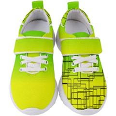 Geometrical Lines Pattern, Asymmetric Blocks Theme, Line Art Kids  Velcro Strap Shoes by Casemiro