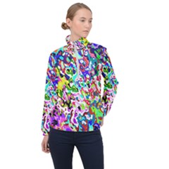 Colorful Paint Texture                                                    Women Half Zip Windbreaker by LalyLauraFLM