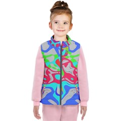 Colorful Distorted Shapes On A Grey Background                                                    Kid s Puffer Vest by LalyLauraFLM