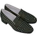 Geometric pattern, army green and black lines, regular theme Women s Chunky Heel Loafers View3