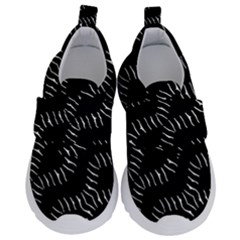 Black And White Geo Print Kids  Velcro No Lace Shoes by dflcprintsclothing