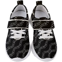 Black And White Geo Print Kids  Velcro Strap Shoes by dflcprintsclothing