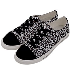 Leopard Spots, White, Brown Black, Animal Fur Print Men s Low Top Canvas Sneakers by Casemiro