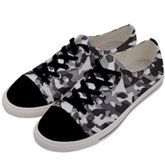 Grey And White Camouflage Pattern Men s Low Top Canvas Sneakers by SpinnyChairDesigns