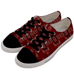 Red Grey Ikat Pattern Men s Low Top Canvas Sneakers by SpinnyChairDesigns