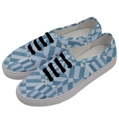 Truchet Tiles Blue White Men s Classic Low Top Sneakers by SpinnyChairDesigns