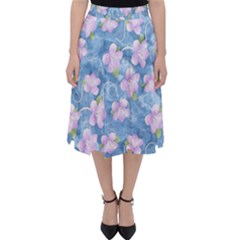 Watercolor Violets Classic Midi Skirt by SpinnyChairDesigns