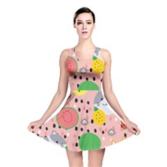 Cats And Fruits  Reversible Skater Dress by Sobalvarro