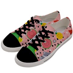 Cats And Fruits  Men s Low Top Canvas Sneakers by Sobalvarro