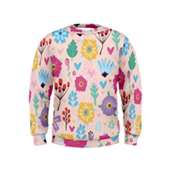 Tekstura-fon-tsvety-berries-flowers-pattern-seamless Kids  Sweatshirt by Sobalvarro