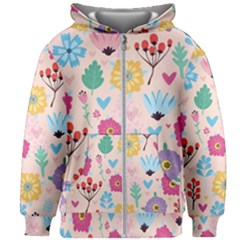 Tekstura-fon-tsvety-berries-flowers-pattern-seamless Kids  Zipper Hoodie Without Drawstring by Sobalvarro