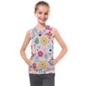 Tekstura-fon-tsvety-berries-flowers-pattern-seamless Kids  Sleeveless Hoodie View1