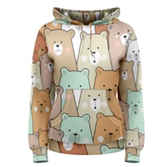 Colorful-baby-bear-cartoon-seamless-pattern Women s Pullover Hoodie by Sobalvarro