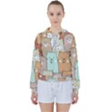Colorful-baby-bear-cartoon-seamless-pattern Women s Tie Up Sweat View1