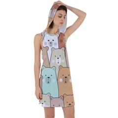 Colorful-baby-bear-cartoon-seamless-pattern Racer Back Hoodie Dress by Sobalvarro