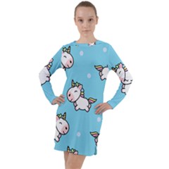 Unicorns  Long Sleeve Hoodie Dress by Sobalvarro