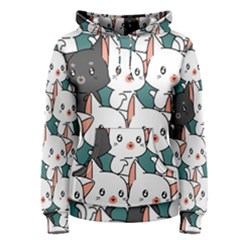 Seamless-cute-cat-pattern-vector Women s Pullover Hoodie by Sobalvarro