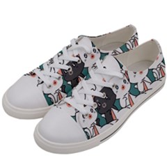 Seamless-cute-cat-pattern-vector Women s Low Top Canvas Sneakers by Sobalvarro