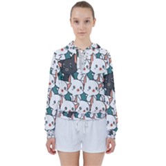 Seamless-cute-cat-pattern-vector Women s Tie Up Sweat by Sobalvarro