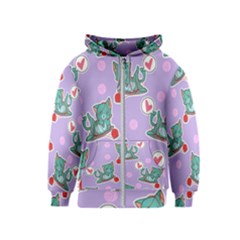Playing Cats Kids  Zipper Hoodie by Sobalvarro