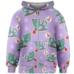 Playing Cats Kids  Zipper Hoodie Without Drawstring by Sobalvarro