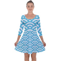 Waves Quarter Sleeve Skater Dress by Sobalvarro