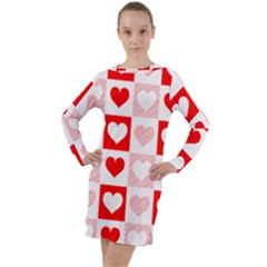 Hearts  Long Sleeve Hoodie Dress by Sobalvarro