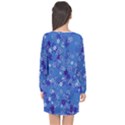 Cornflower Blue Floral Print Long Sleeve Chiffon Shift Dress  View2