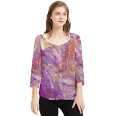 Marbling Abstract Layers Chiffon Quarter Sleeve Blouse by kaleidomarblingart