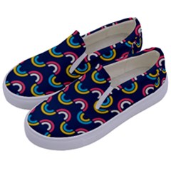 Geo Rainbow Stroke Kids  Canvas Slip Ons by tmsartbazaar