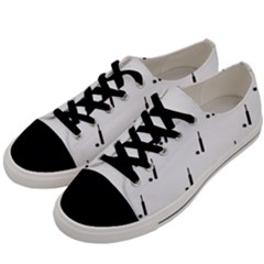 Black And White Cricket Sport Motif Print Pattern Men s Low Top Canvas Sneakers by dflcprintsclothing