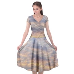 Cloudscape Photo Print Cap Sleeve Wrap Front Dress by dflcprintsclothing