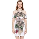 Pug Lover Coffee Shoulder Frill Bodycon Summer Dress View1