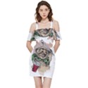 Pug Lover Coffee Shoulder Frill Bodycon Summer Dress View3