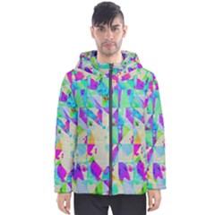 Watercolors Spots                                                          Men s Hooded Puffer Jacket by LalyLauraFLM