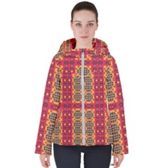 Shapes In Retro Colors2                                                          Women s Hooded Puffer Jacket by LalyLauraFLM