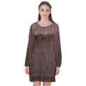 Leather Snakeskin Design Long Sleeve Chiffon Shift Dress  View1