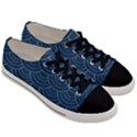 Blue sashiko plaid Men s Low Top Canvas Sneakers View3