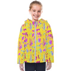 Foxes In The Garden   Kids  Hooded Puffer Jacket by grafikamaria