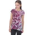 Dusty pink marbling Cap Sleeve High Low Top View1