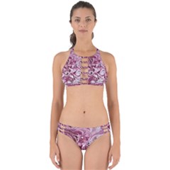 Dusty Pink Marbling Perfectly Cut Out Bikini Set by kaleidomarblingart