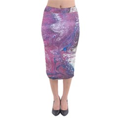 Violet Feathers Velvet Midi Pencil Skirt by kaleidomarblingart