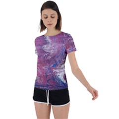 Violet Feathers Back Circle Cutout Sports Tee by kaleidomarblingart