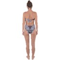 Turquoise Black Arabesque Repeats Tie Back One Piece Swimsuit View2
